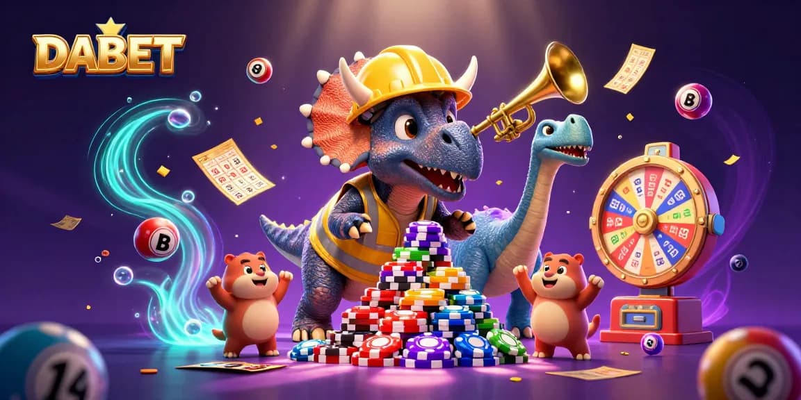 DABET offers entertaining gaming experiences through thrilling lotteries, as colorful balls bounce around a jubilant scene.