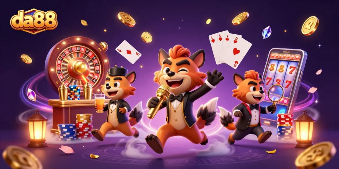 Join the excitement at da88 with hyenas running a vibrant casino, showcasing games and fun!