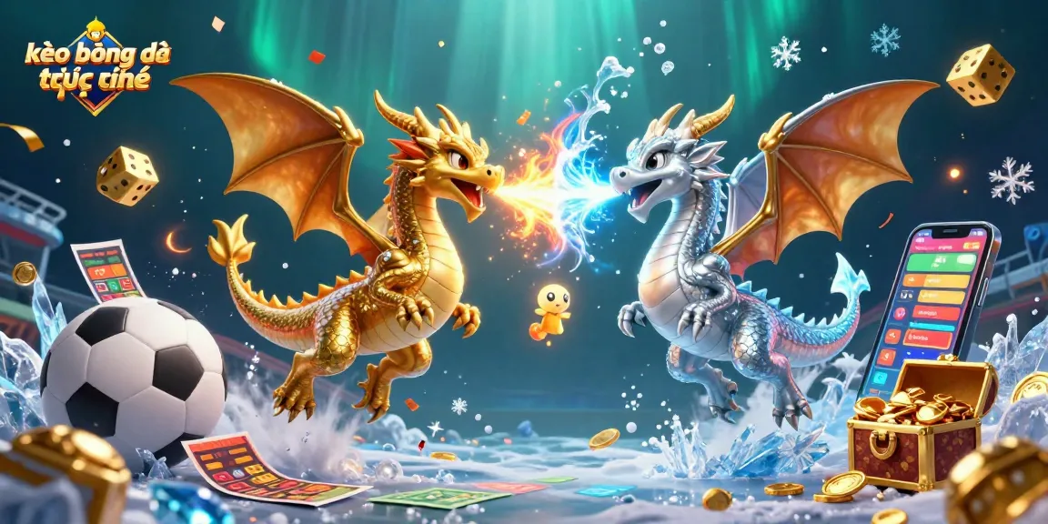 Engage with kèo bóng đá trực tuyến as twin dragons battle in a vibrant betting scene.