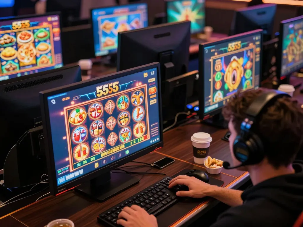 Engaging gameplay on the 555win app showcasing exciting slot options in a cozy online setup