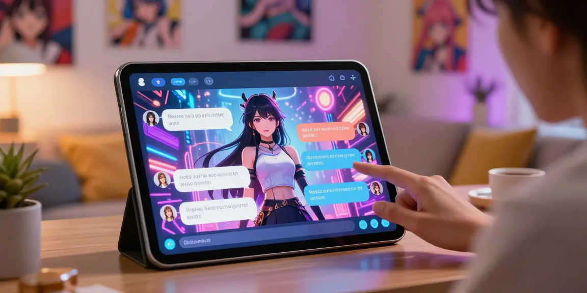 Engaging user experience featuring AI hentai chat with colorful anime characters in a cozy environment.