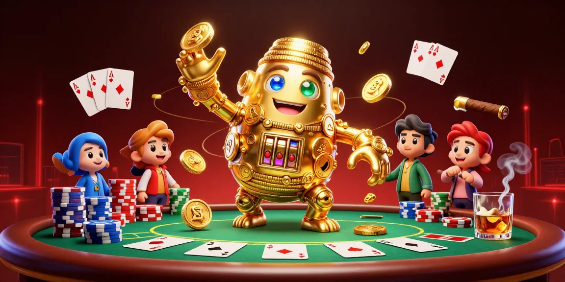 Engage with Soco live's exhilarating poker scene featuring a gold golem amidst a richly detailed casino.