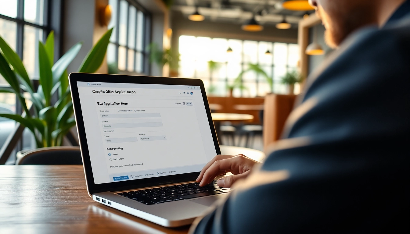 Complete the eta application uk with ease in a welcoming café setting.