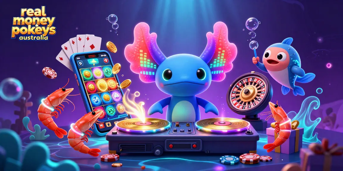 Experience the thrill of real money pokies Australia with vibrant characters, games, and glowing effects.