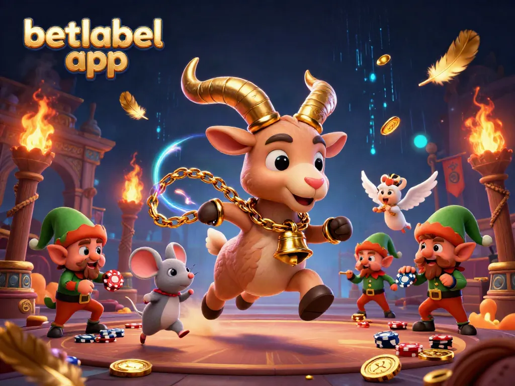 Experience the thrill of betting with the betlabel app in a festive, animated casino scene.