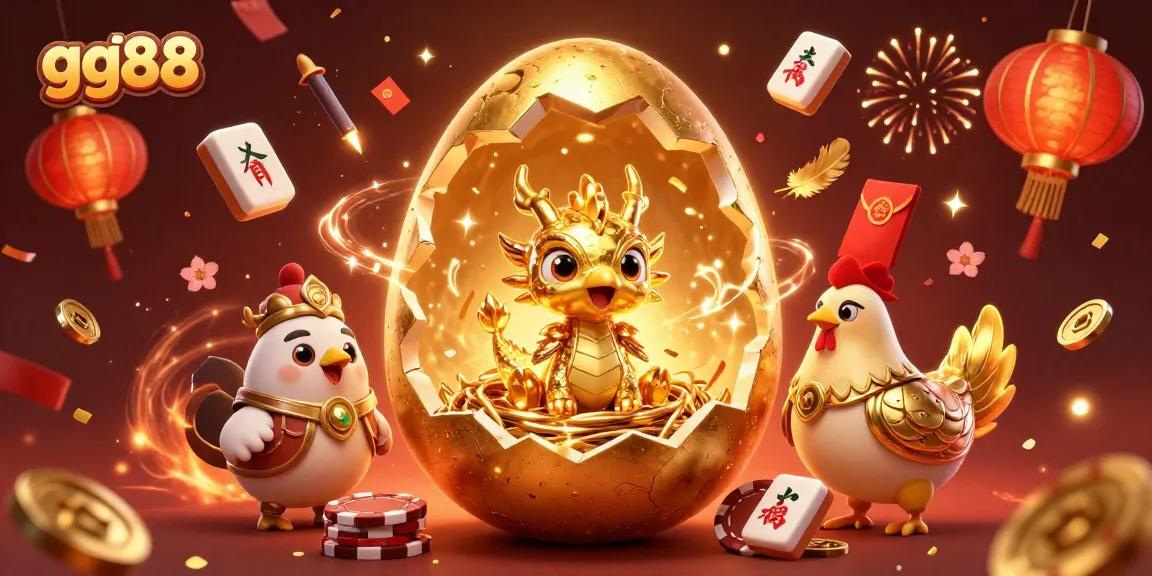 Spin and win with GG88's spectacular gaming experience featuring a golden dragon and poker chips.